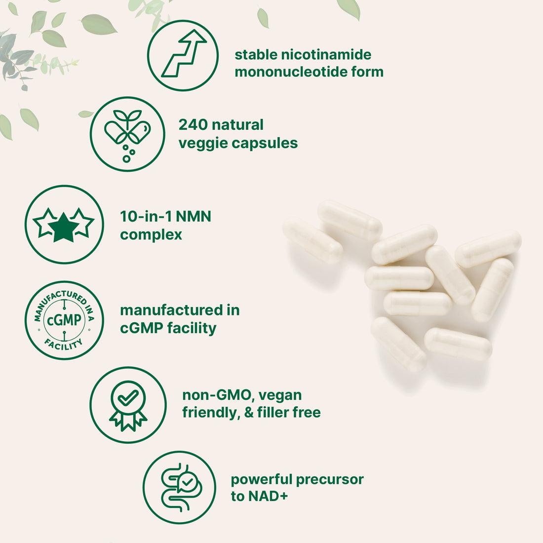 NMN Complex 1,000mg Per Serving, 240 Veggie Capsules