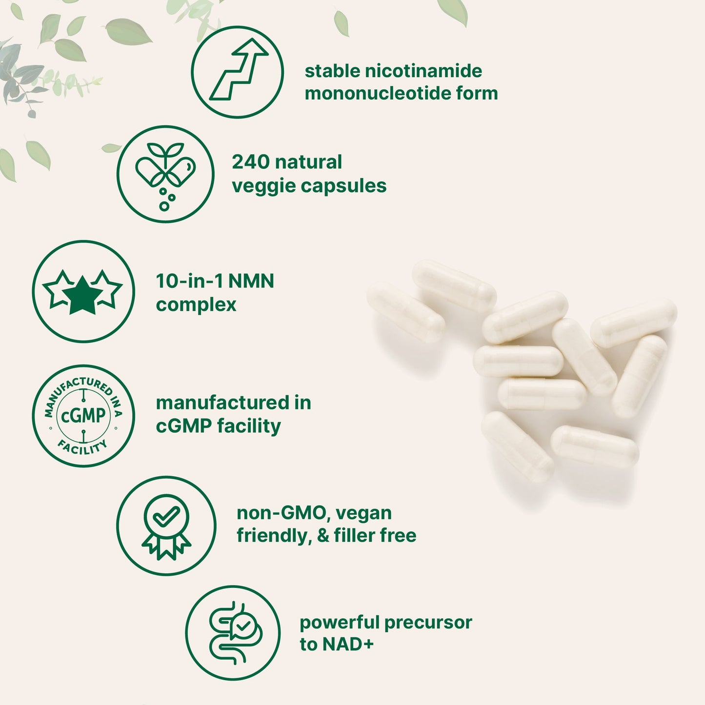 NMN Complex 1,000mg Per Serving, 240 Veggie Capsules