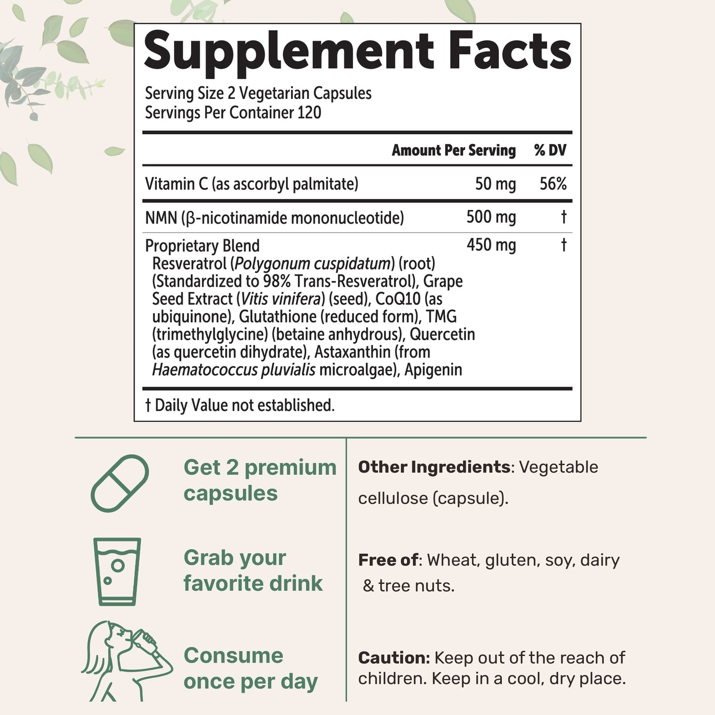 NMN Complex 1,000mg Per Serving, 240 Veggie Capsules