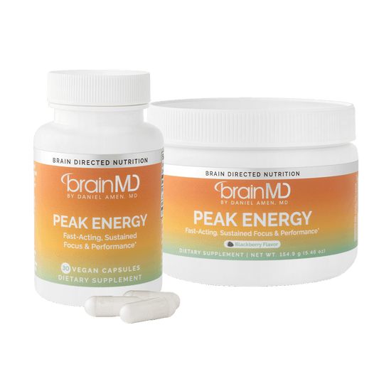 Peak Energy ATP capsule bottle and powder tub against a transparent background