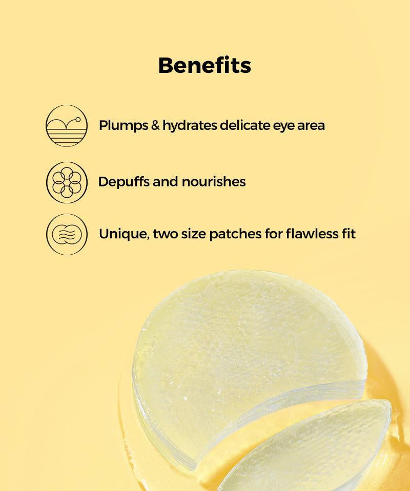Snail mucin hydrogel eye patches in two sizes